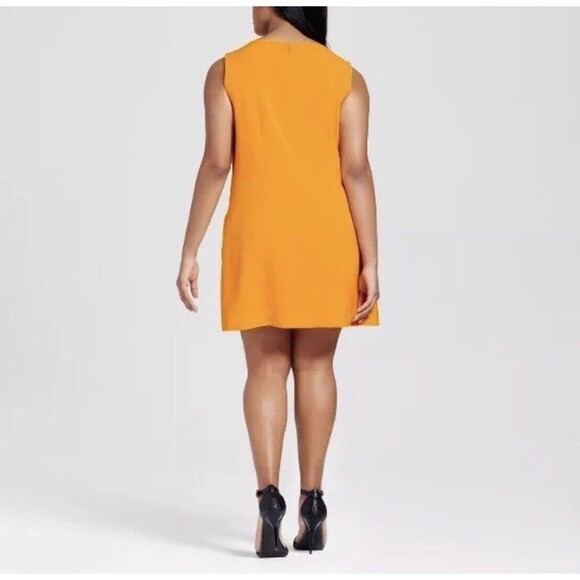 Victoria Beckham x Target 2X Marigold Tulip Appliqué Mod Shift Dress Yellow - Picture 2 of 12